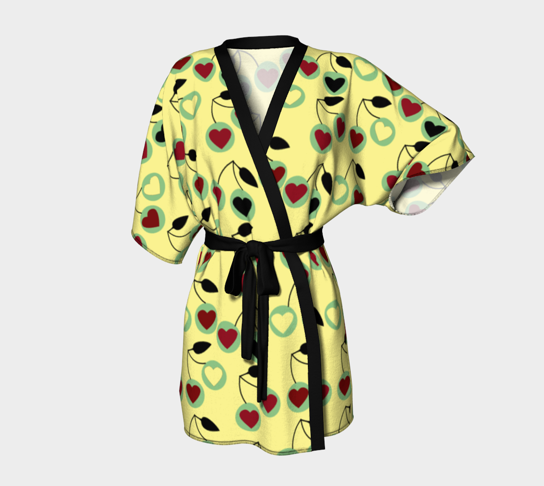 yellow heart cherries Kimono