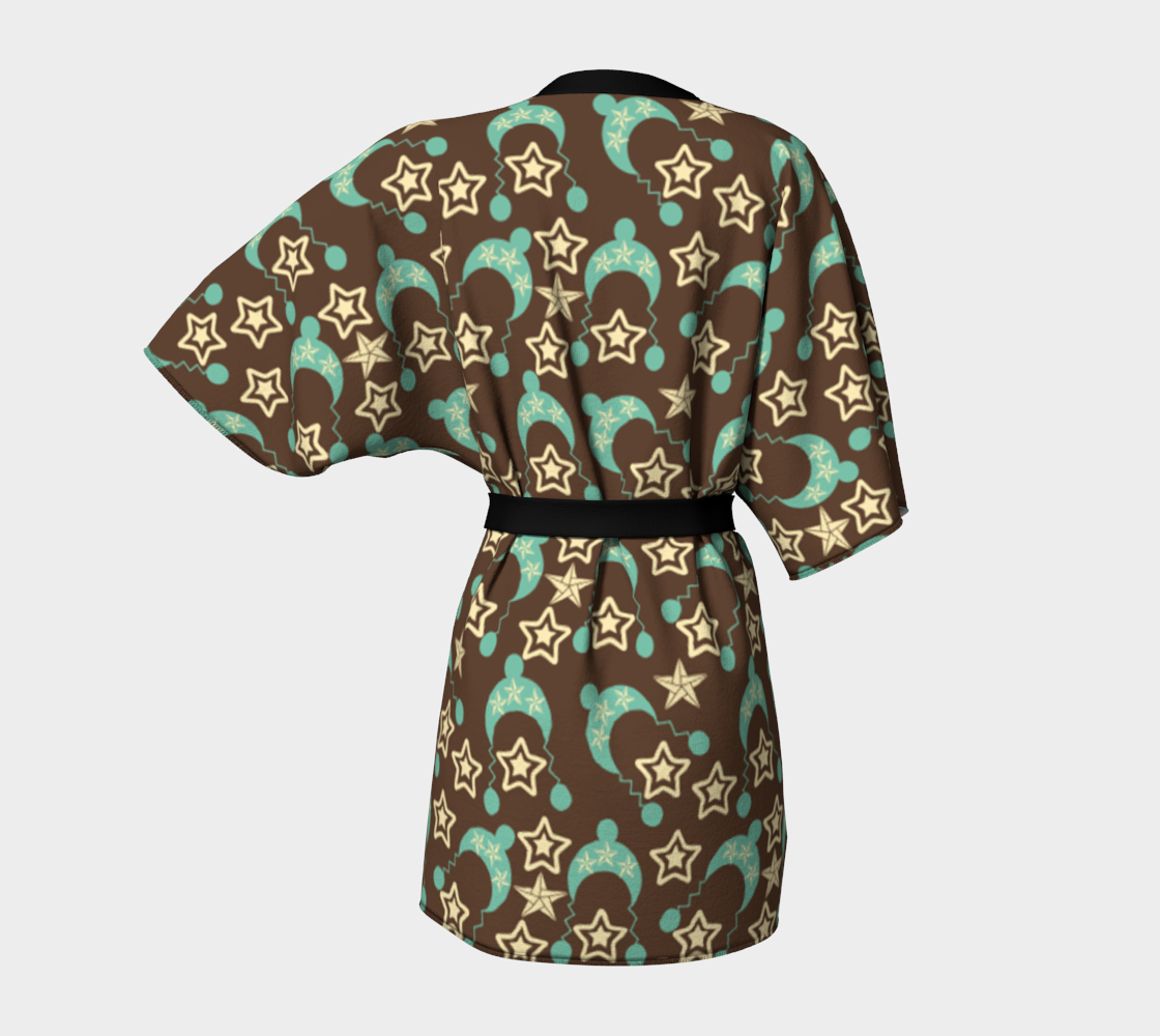 Brown with blue hats Kimono