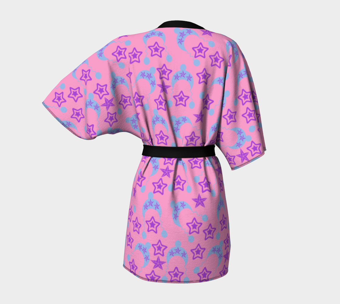 pink star blue hats Kimono