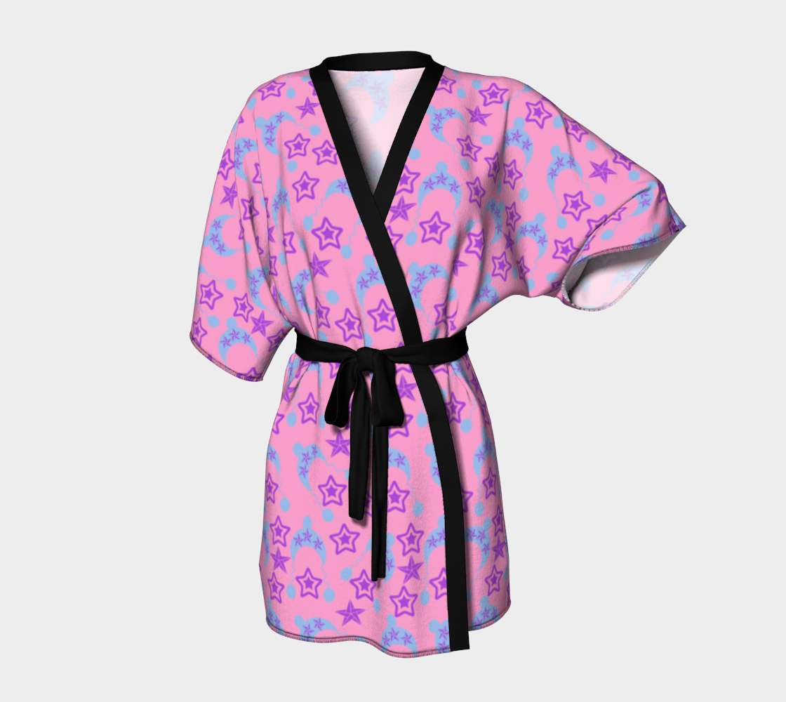 pink star blue hats Kimono