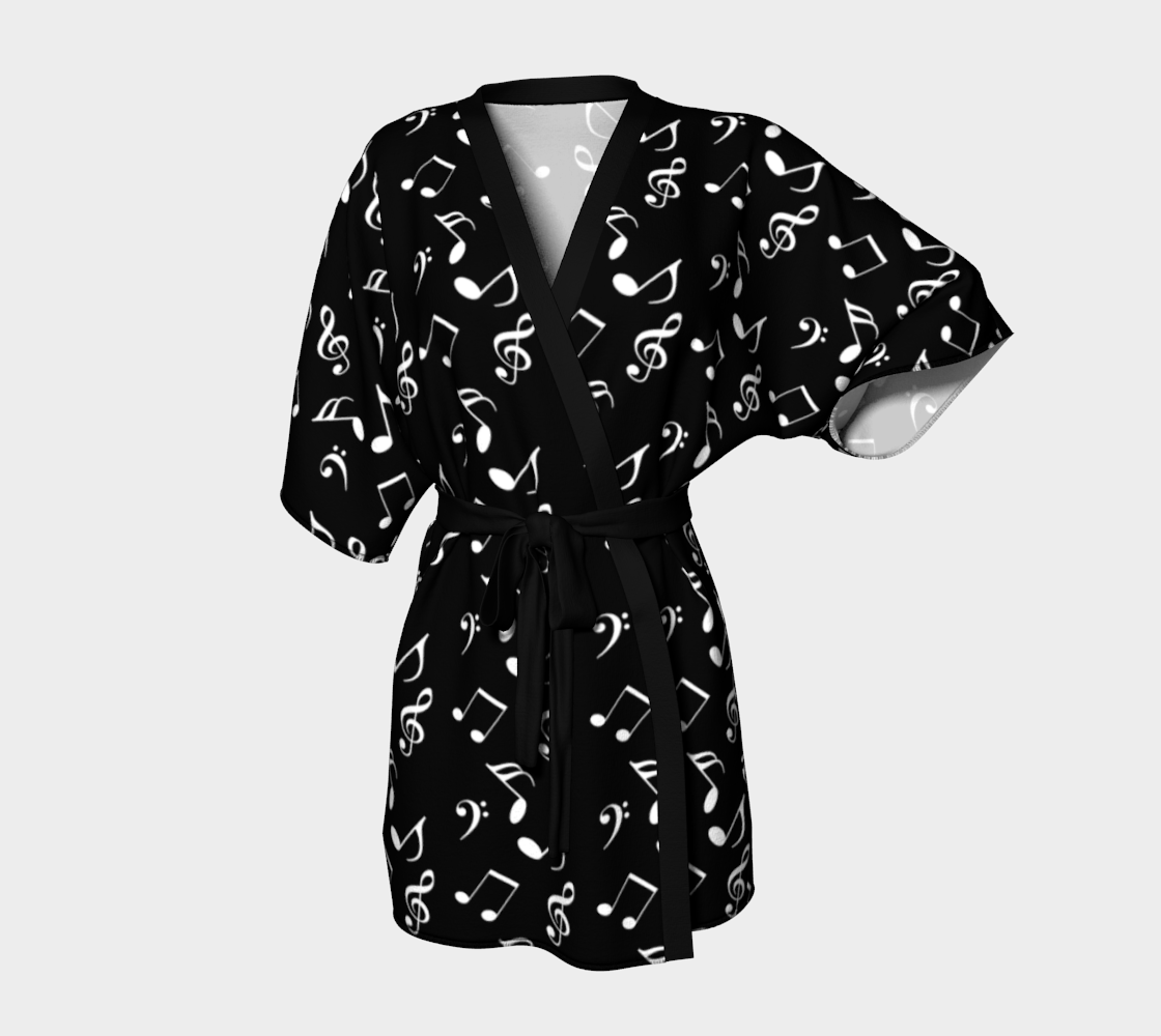 black music notes Kimono