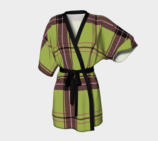 avocado green plaid Kimono