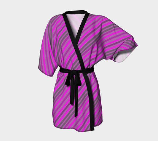 pink violet diagonal lines Kimono