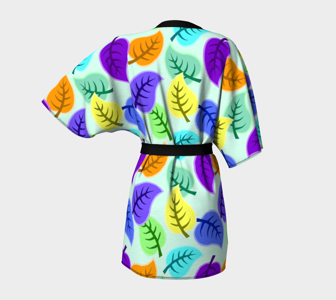 colorful leaves blue Kimono