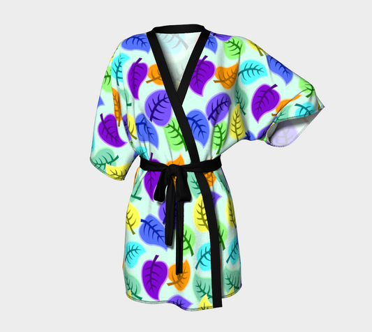 colorful leaves blue Kimono