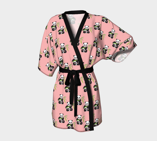 panda with bamboo pink Kimono