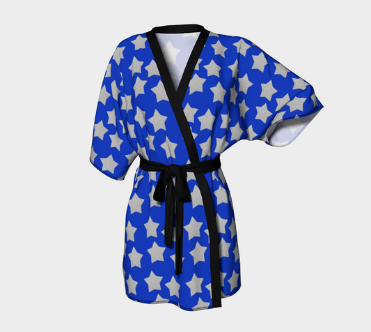 silver stars royal blue Kimono