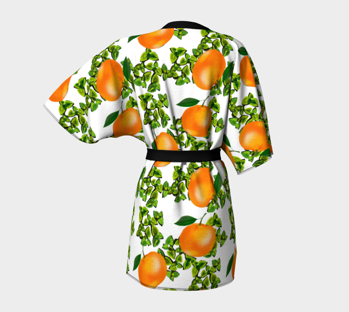 citrus tropical orange white Kimono