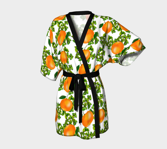 citrus tropical orange white Kimono