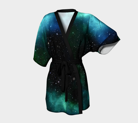 galaxy sky blue green Kimono