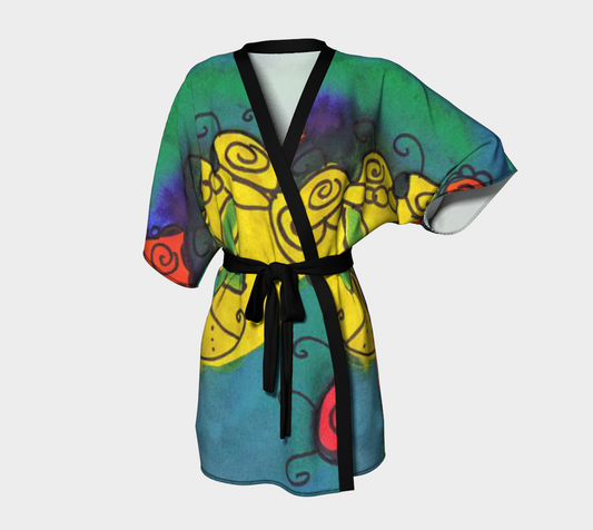 cross flowers Kimono