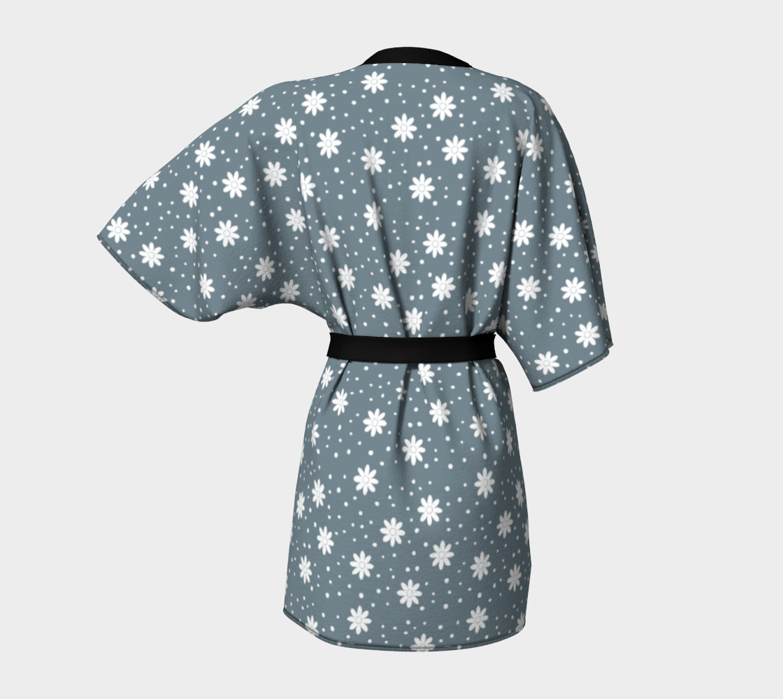 floral dots blue Kimono