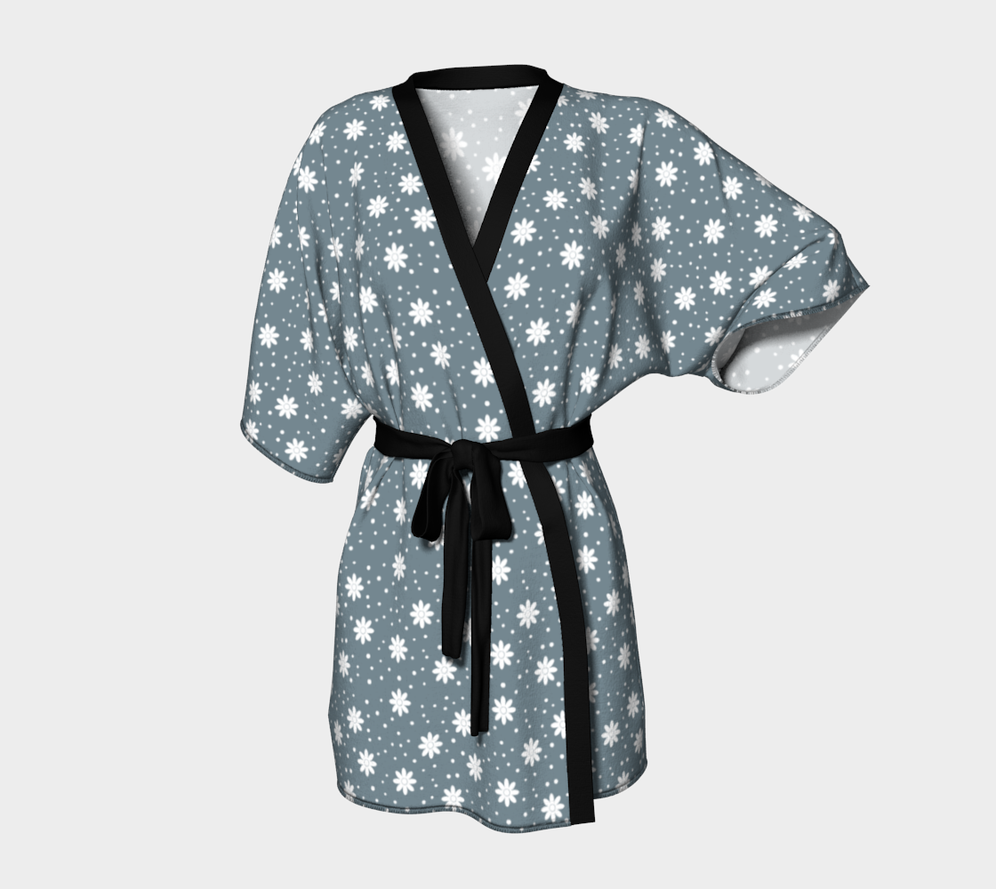 floral dots blue Kimono