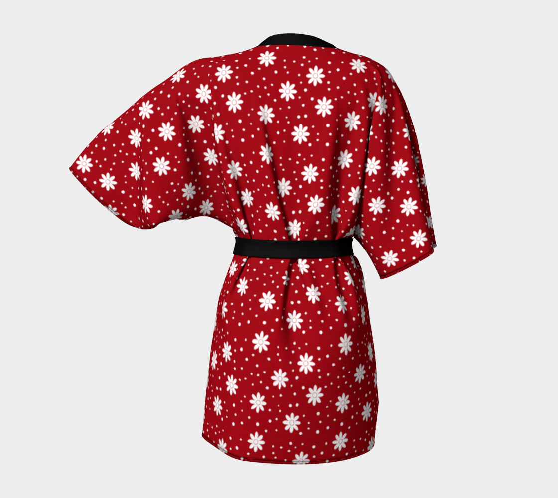 floral dots red Kimono