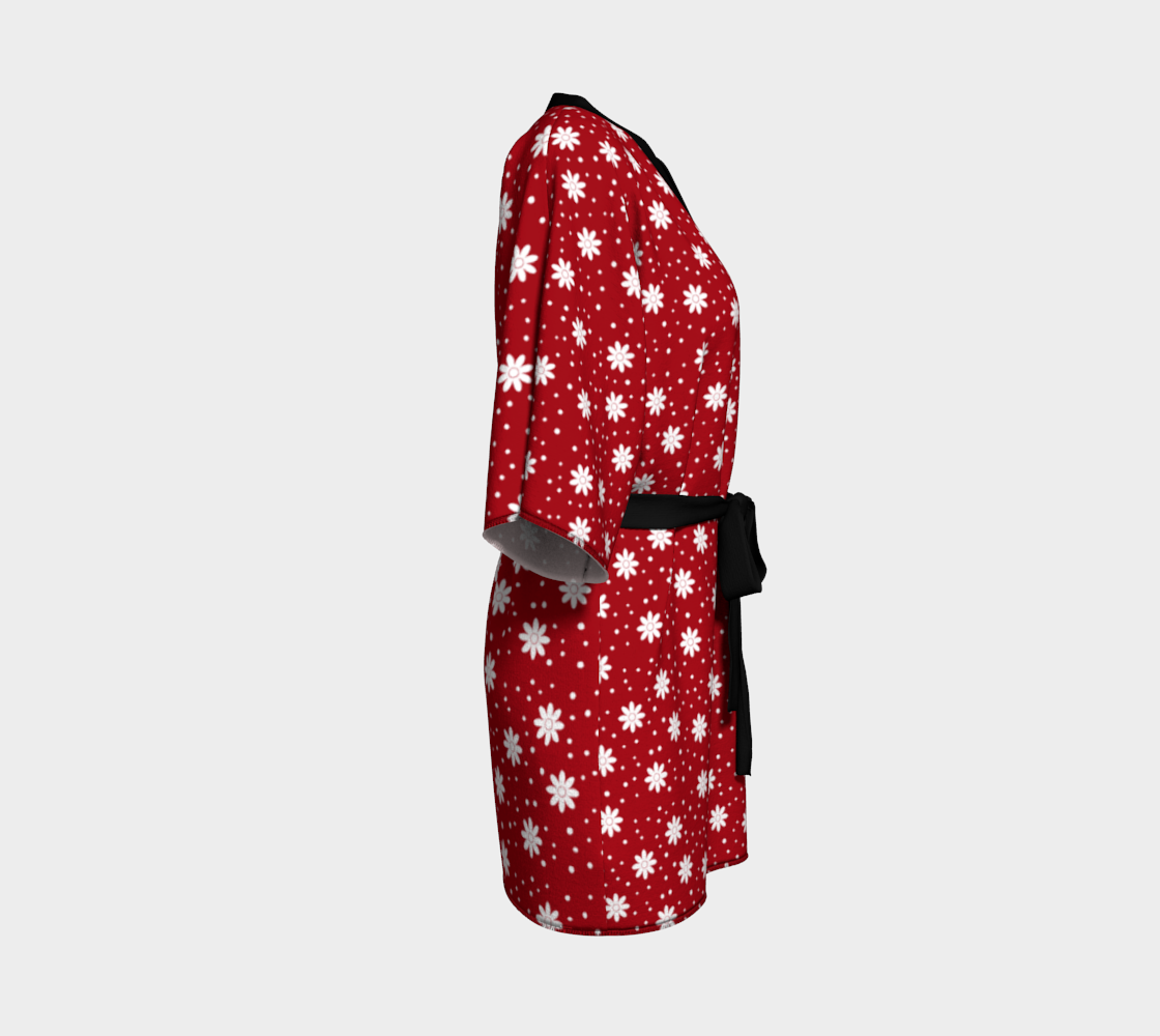 floral dots red Kimono