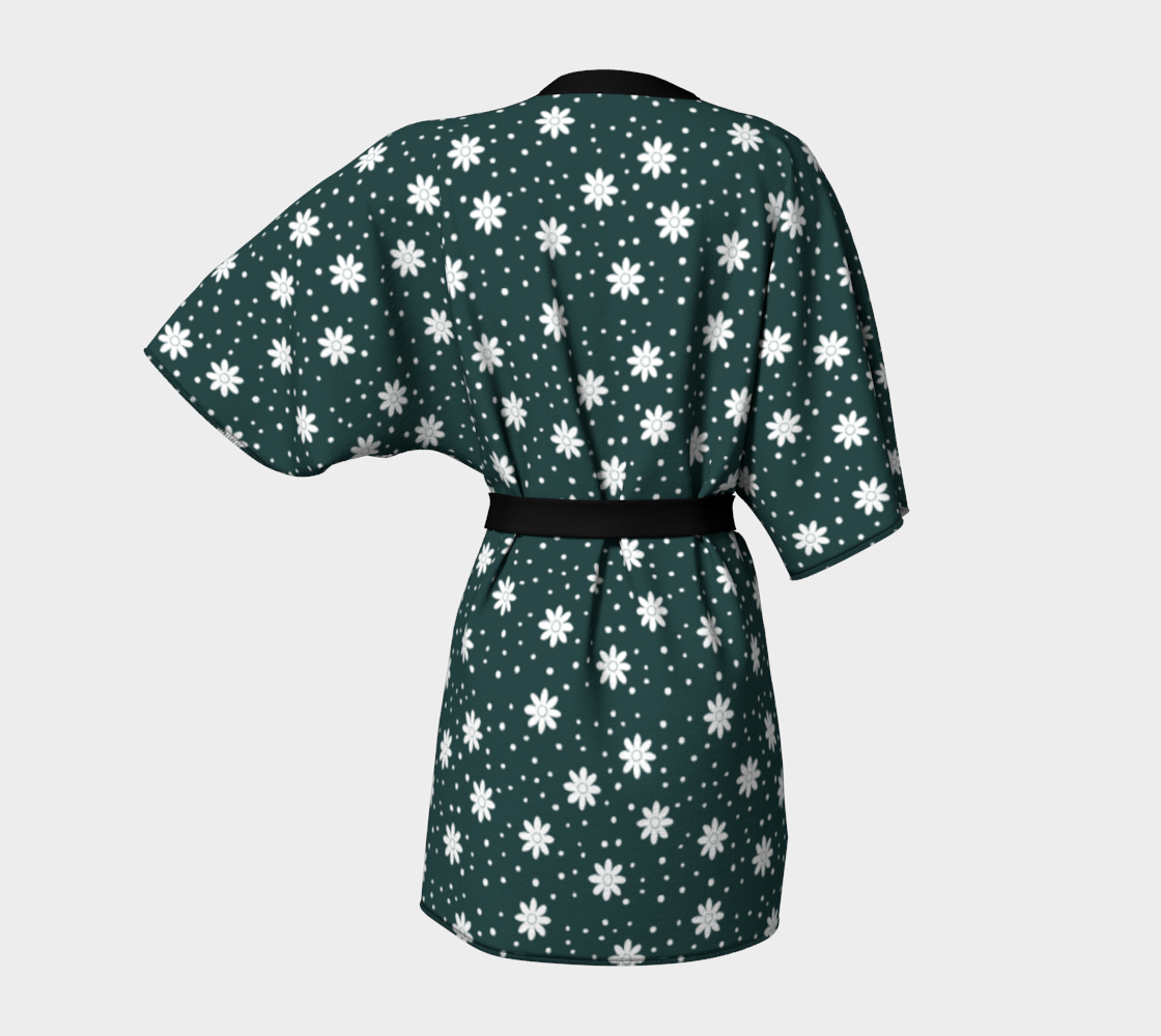 floral dots teal Kimono