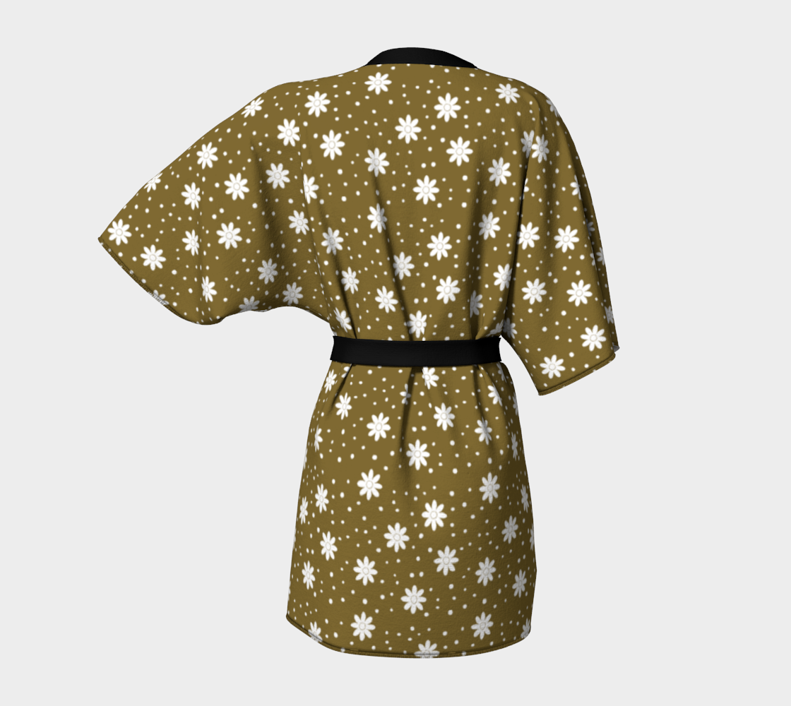 floral dots brown Kimono