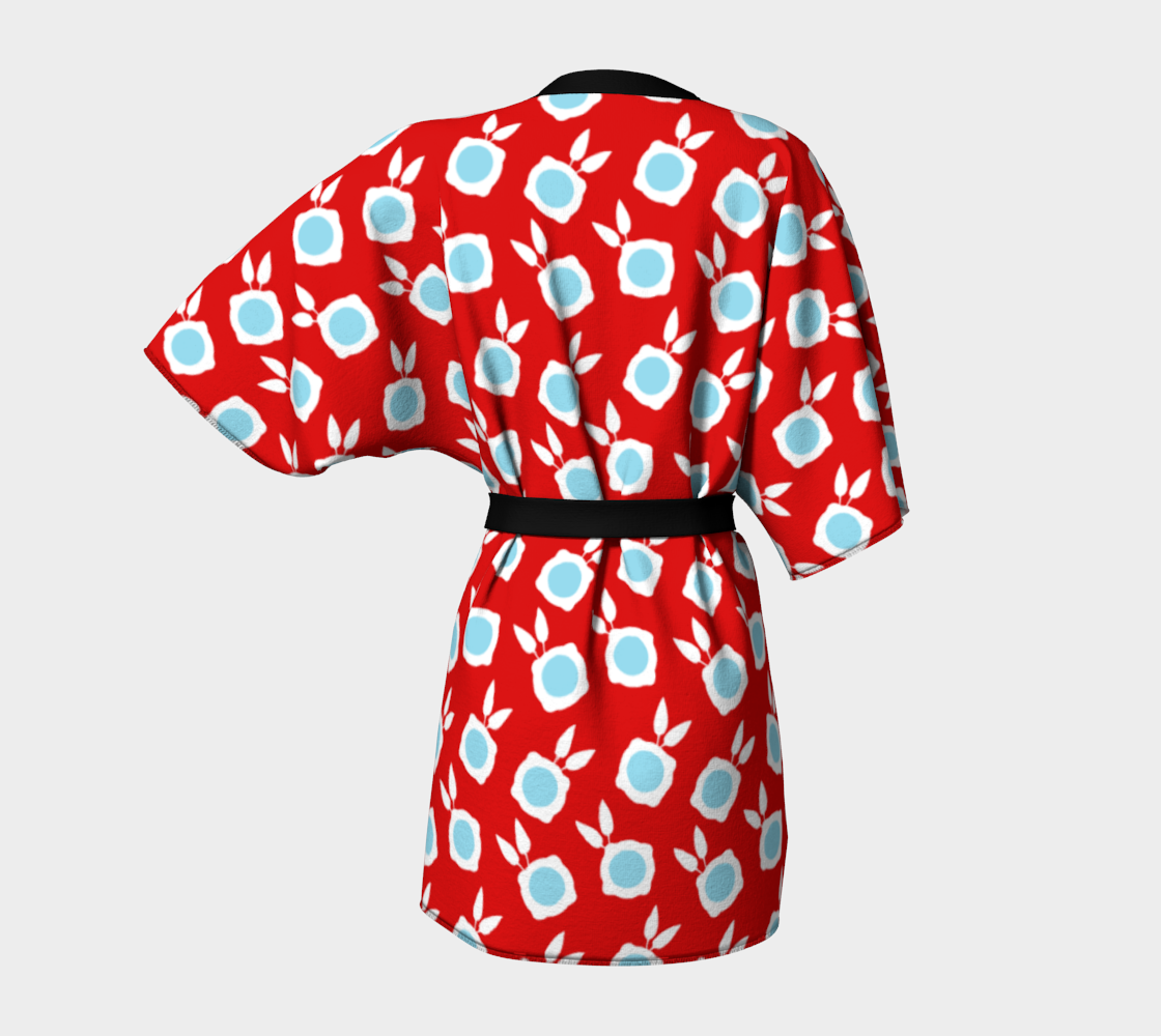 square flowers red Kimono