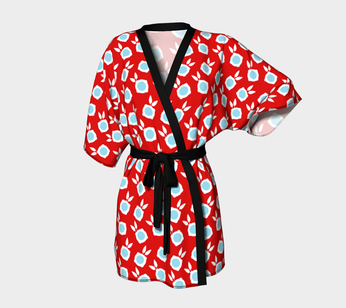 square flowers red Kimono