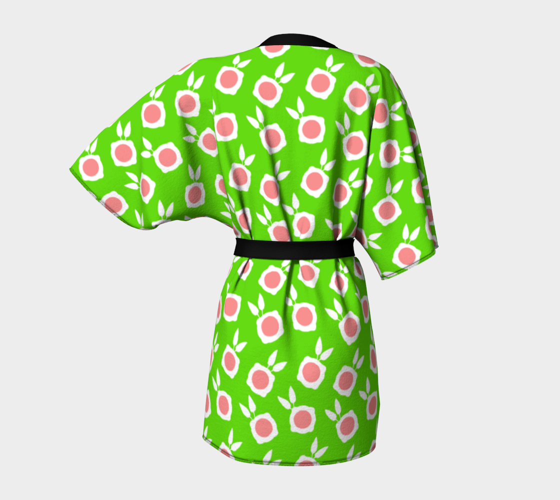 square flowers green Kimono