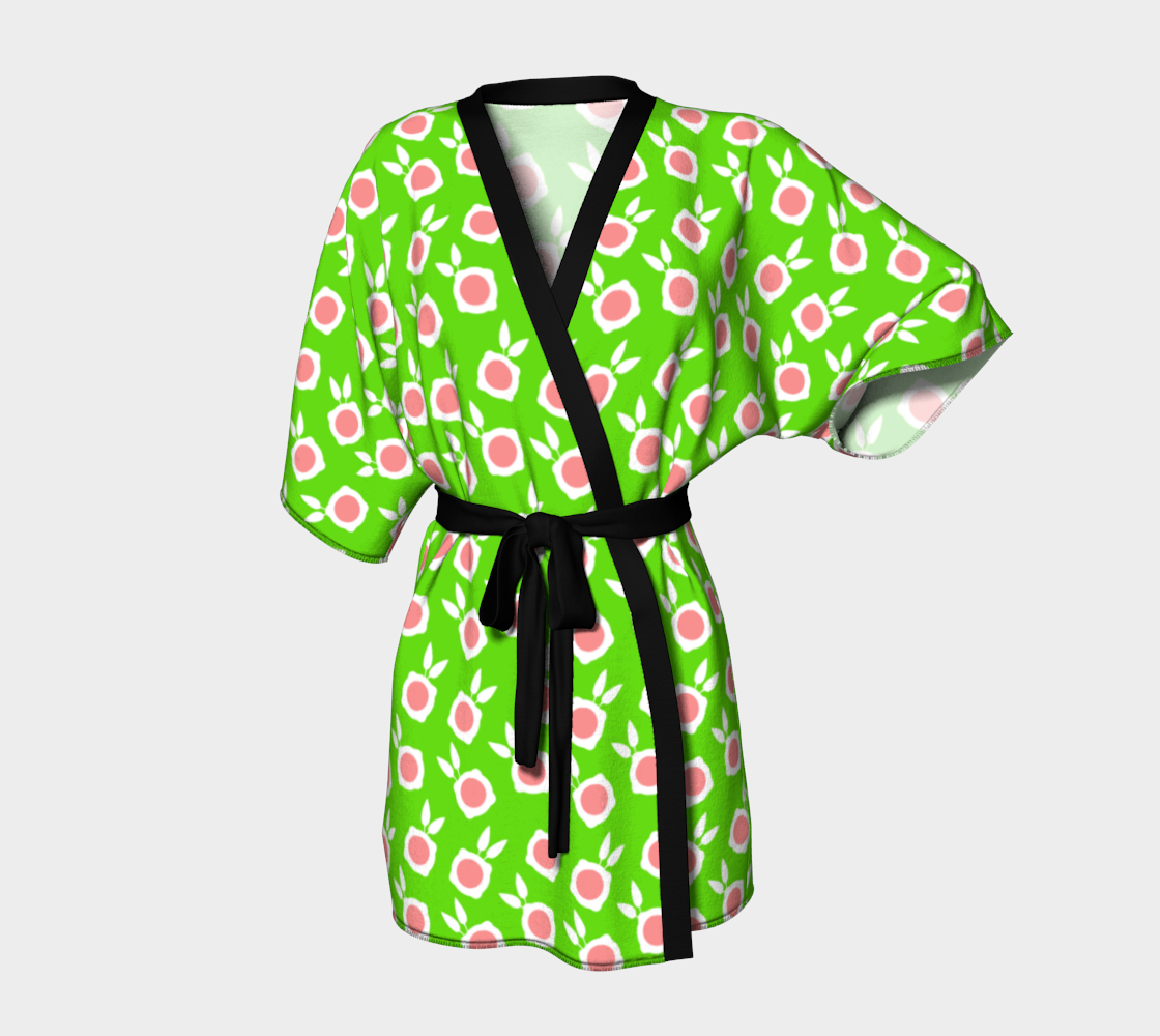 square flowers green Kimono