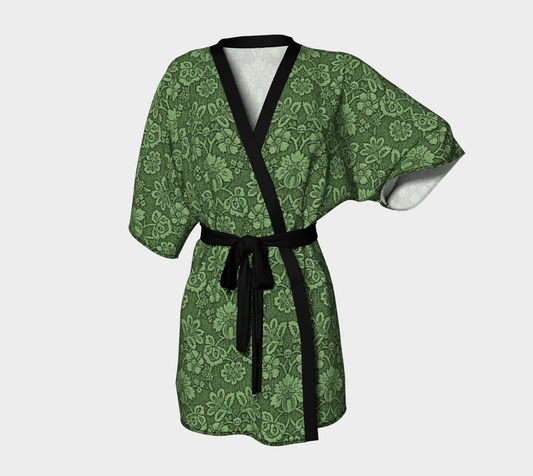 damask green Kimono