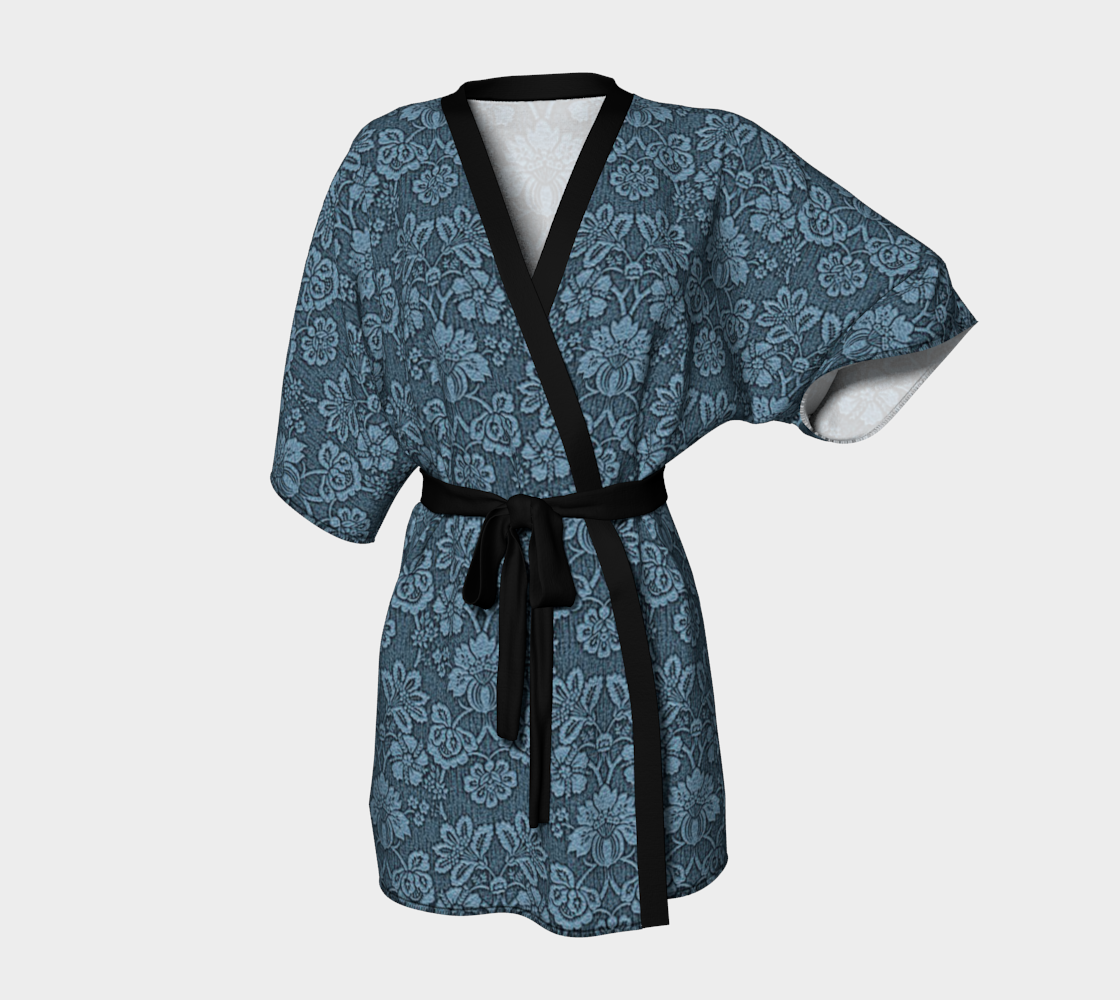 damask blue Kimono