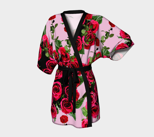 roses pink Kimono