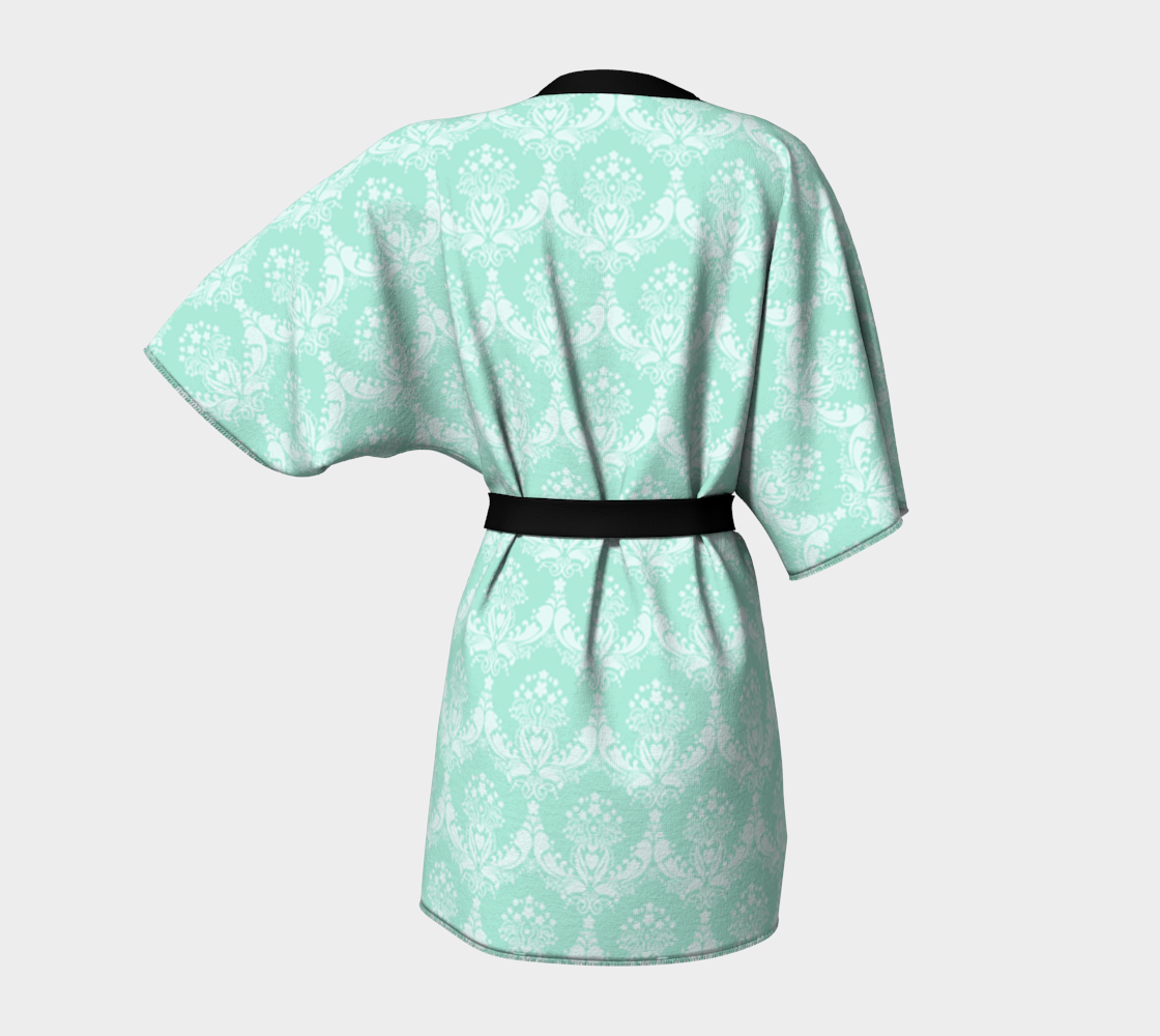 damask agua green Kimono