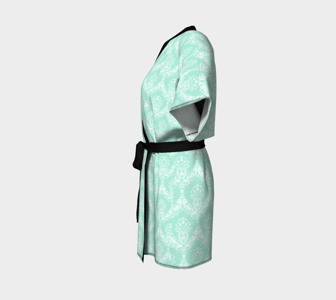 damask agua green Kimono