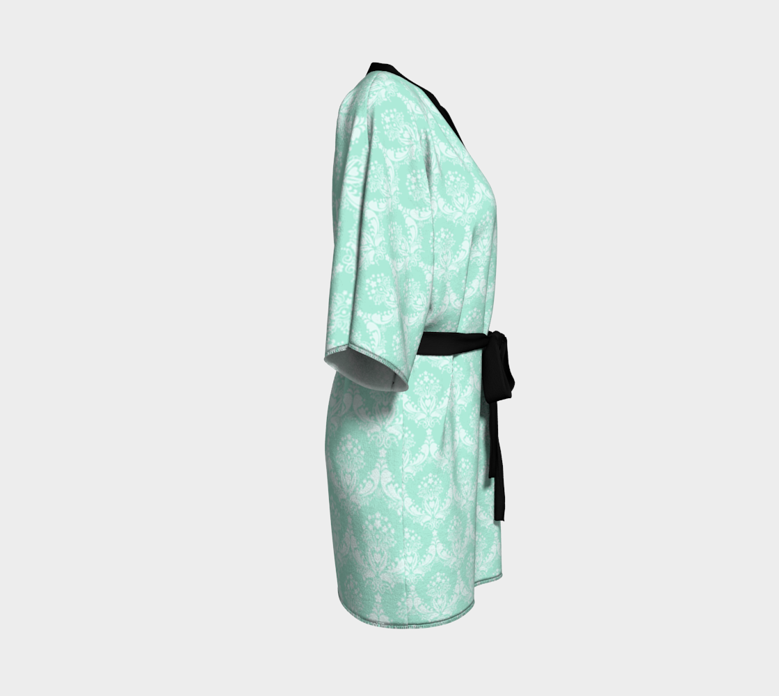 damask agua green Kimono