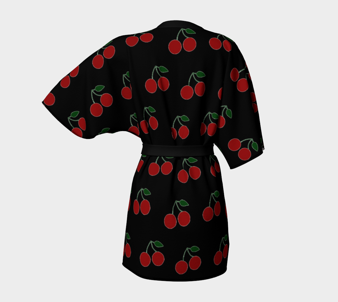 cherries black Kimono