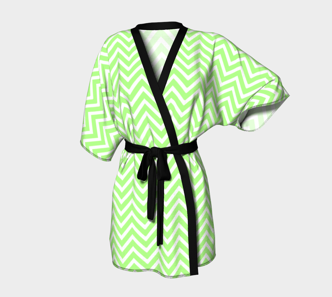 green chevron draped Kimono