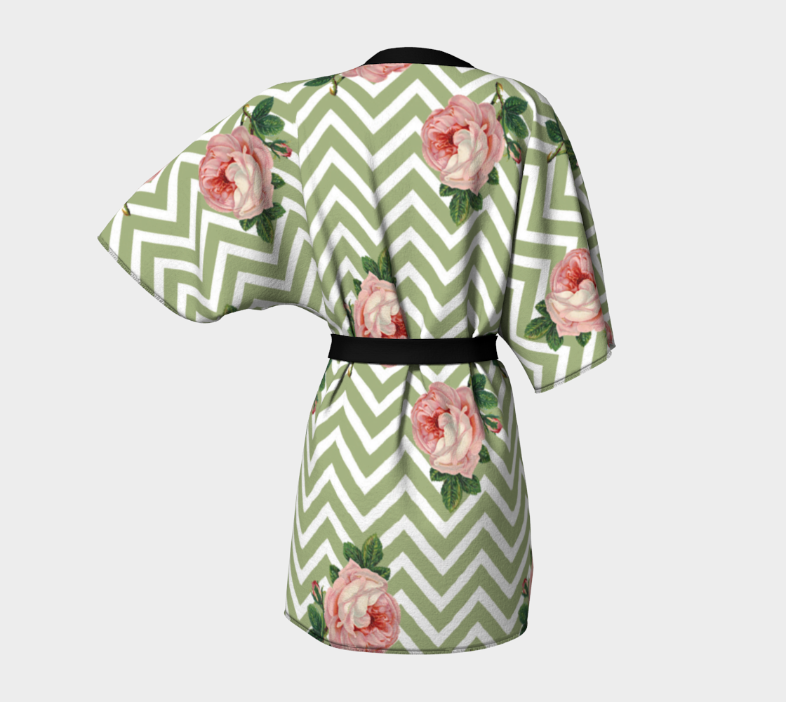 green chevron rose Kimono