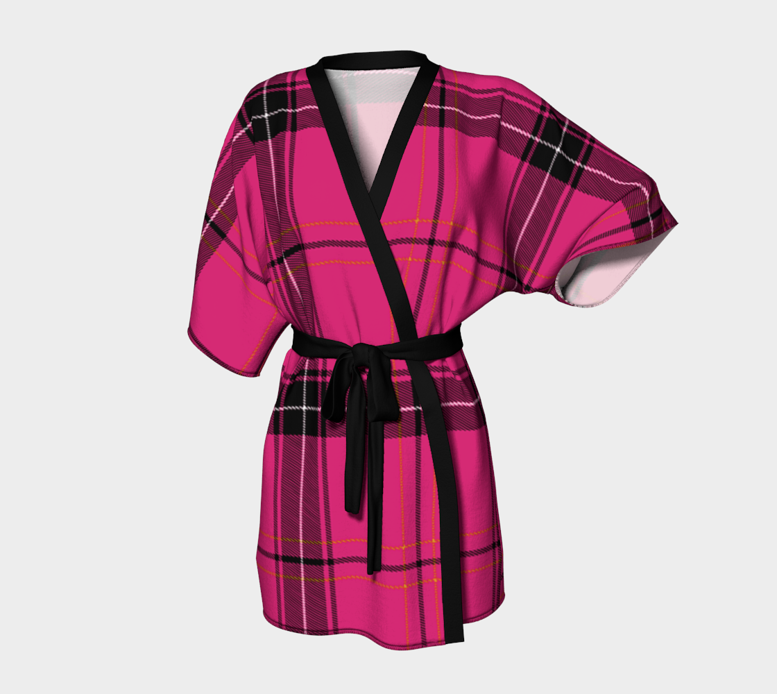 dark pink plaid Kimono