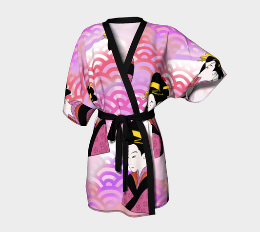 japanese abstract pink Kimono