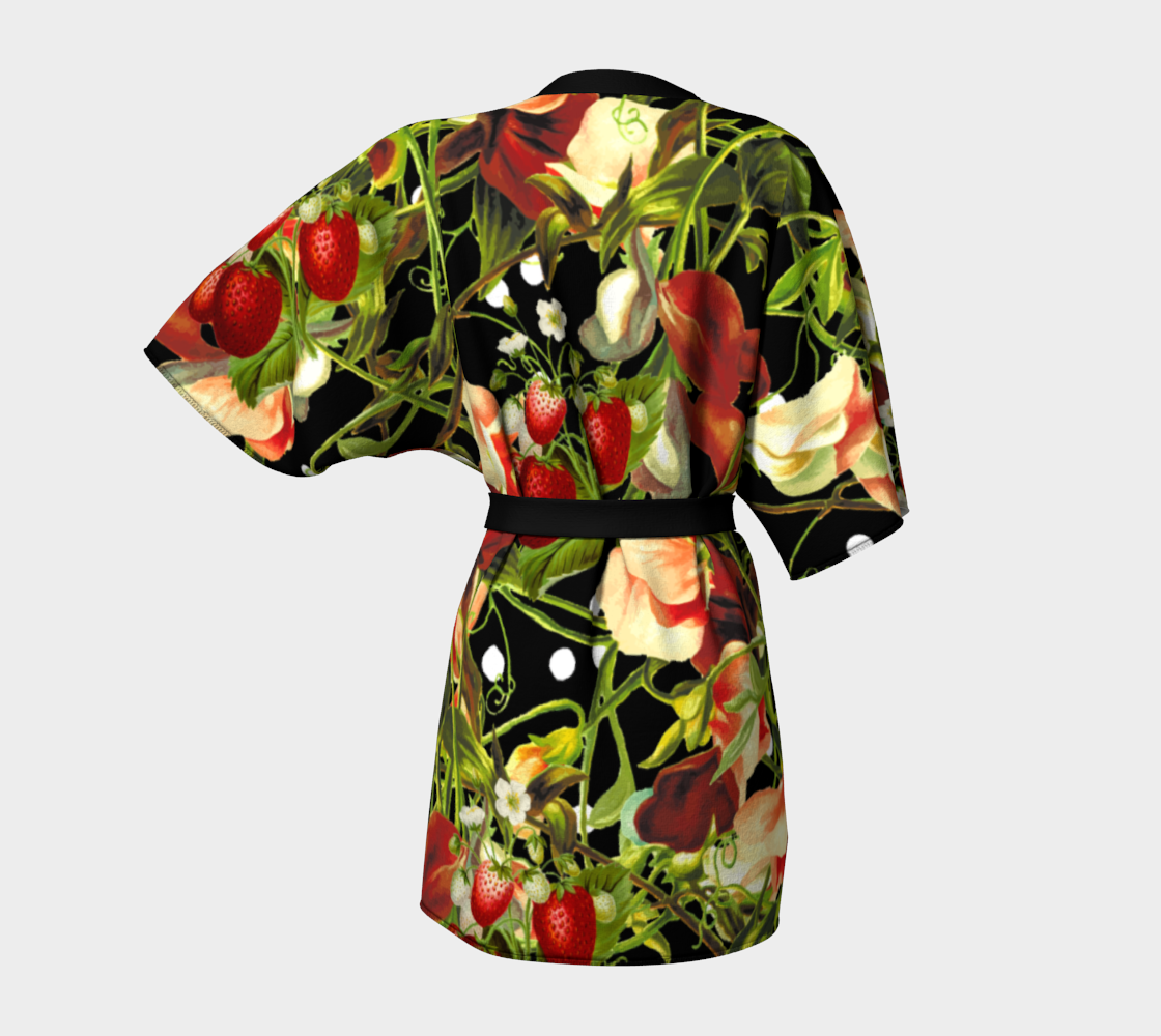 fruit blossom black Kimono