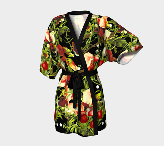 fruit blossom black Kimono