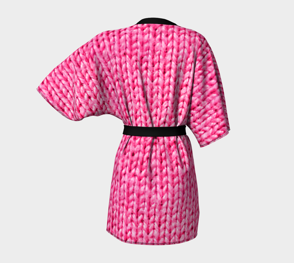 Knitted Wool bright pink Kimono