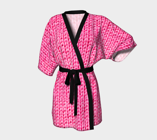 Knitted Wool bright pink Kimono