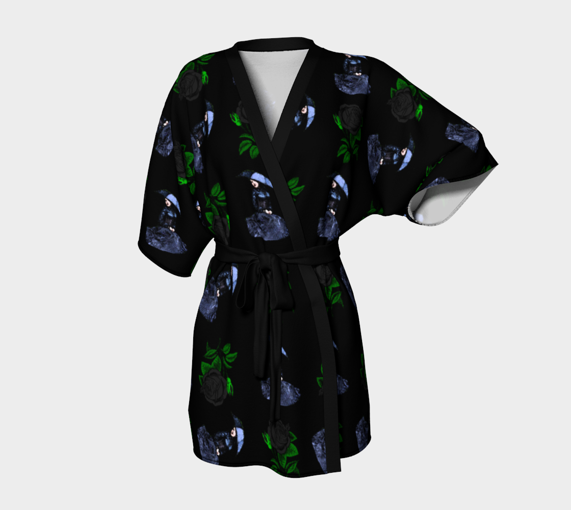 gothic girl rose black pattern Kimono