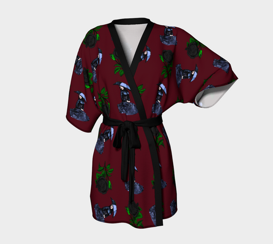 gothic girl rose red pattern Kimono