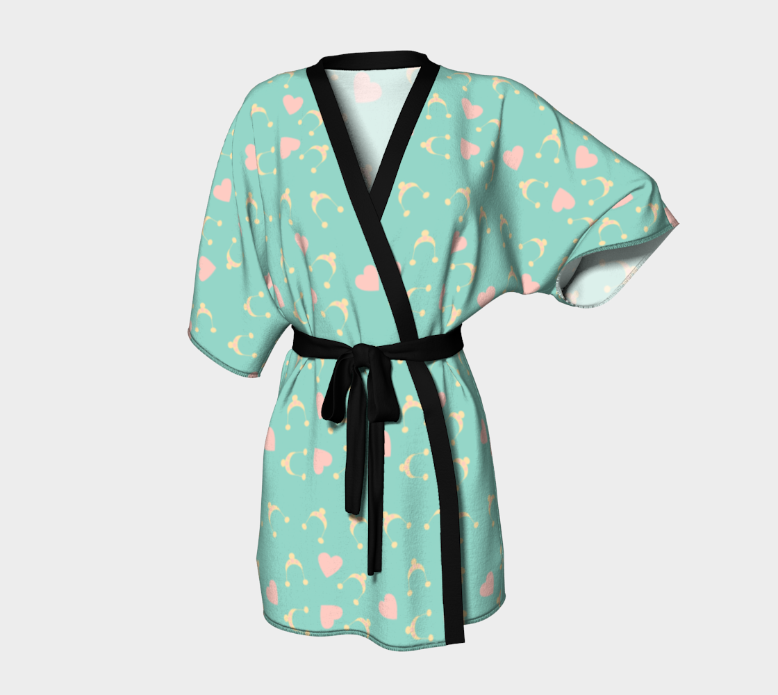 teal hearts and hats Kimono