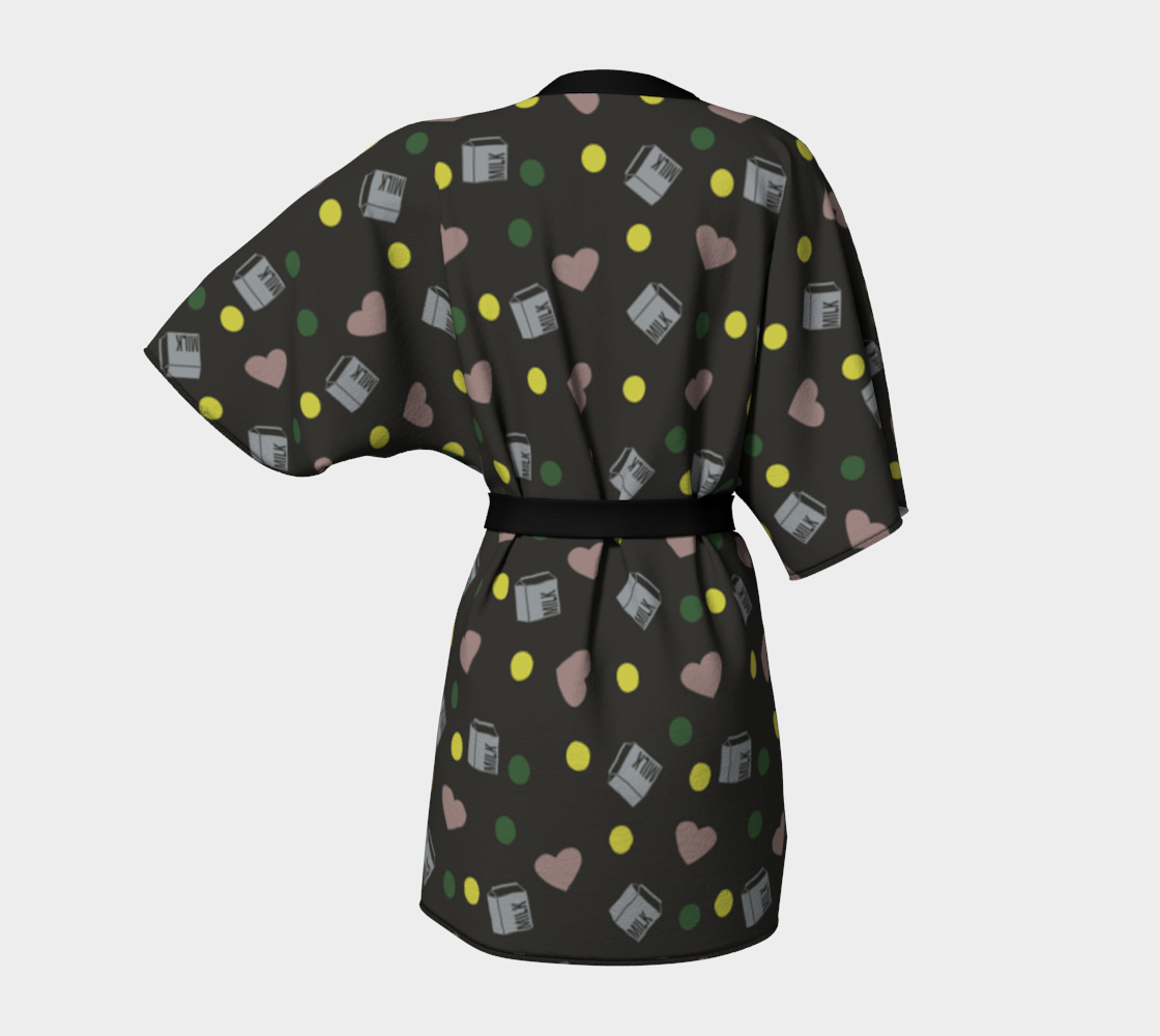 dark grey milk hearts Kimono