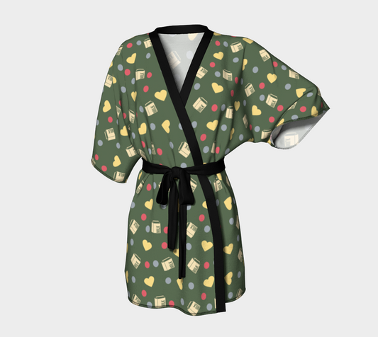 green milk hearts Kimono