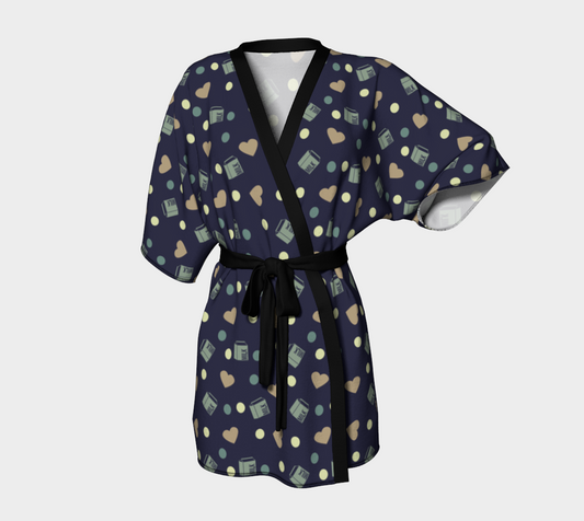 blue milk hearts Kimono