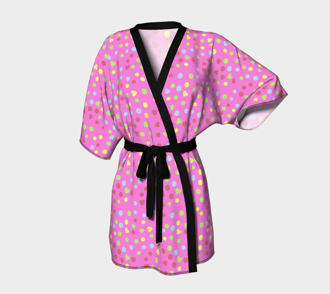 Pink heart drops Kimono