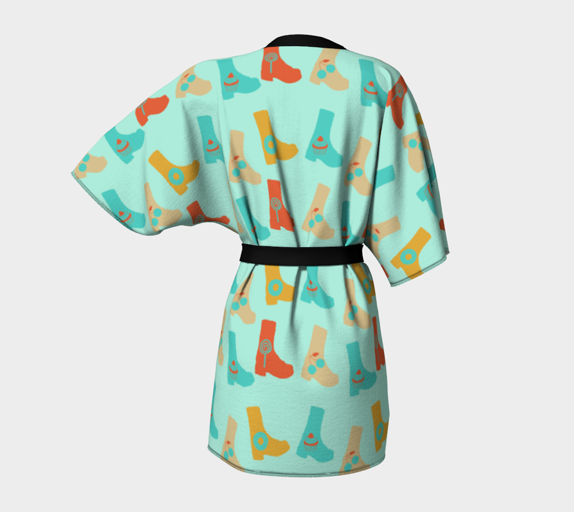 blue orange boots Kimono