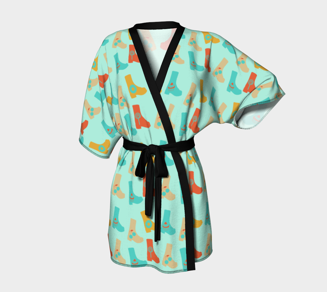 blue orange boots Kimono