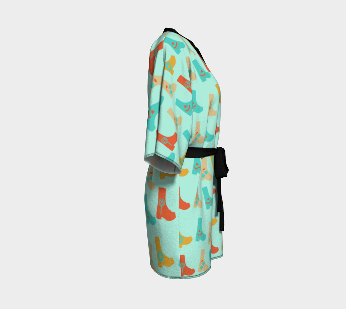 blue orange boots Kimono